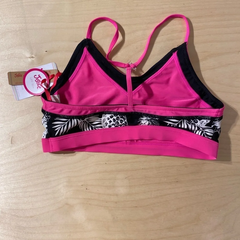 Pink and Black Pineapple Reversible Bikini Top Large (12/14) (IK)
